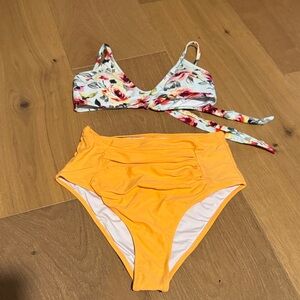 Cupshe Floral and Yellow Bikini Set